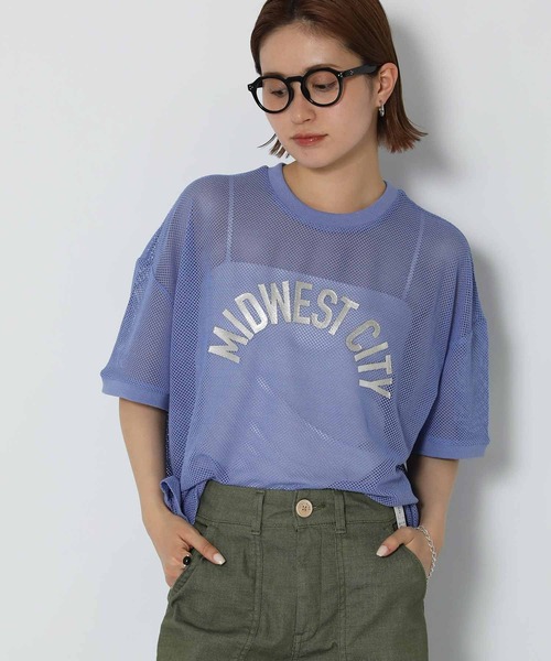 Gready Brilliant(グレディブリリアン)の「ワイドメッシュロゴTシャツ(Tシャツ/カットソー・レディース・ブラック/オフホワイト/ブルー・FREE)」の3枚目の写真