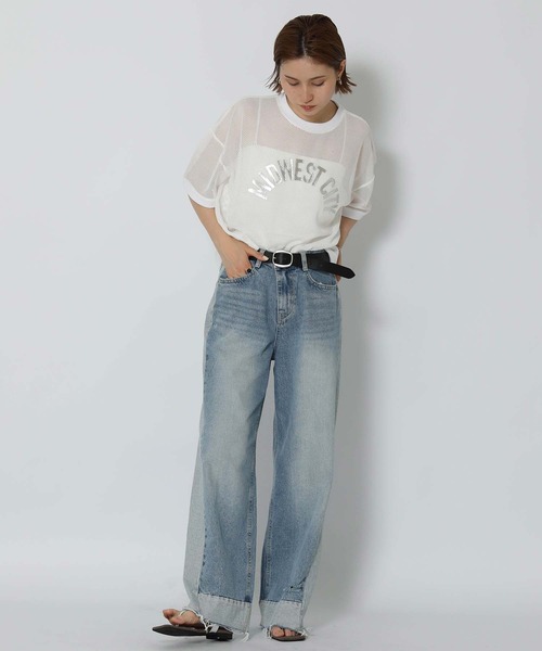 Gready Brilliant(グレディブリリアン)の「ワイドメッシュロゴTシャツ(Tシャツ/カットソー・レディース・ブラック/オフホワイト/ブルー・FREE)」の4枚目の写真