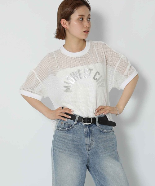 Gready Brilliant(グレディブリリアン)の「ワイドメッシュロゴTシャツ(Tシャツ/カットソー・レディース・ブラック/オフホワイト/ブルー・FREE)」の7枚目の写真
