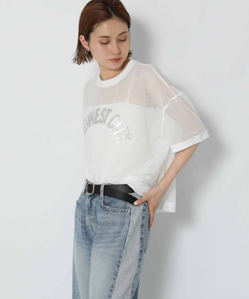 Gready Brilliant(グレディブリリアン)の「ワイドメッシュロゴTシャツ(Tシャツ/カットソー・レディース・ブラック/オフホワイト/ブルー・FREE)」の8枚目の写真