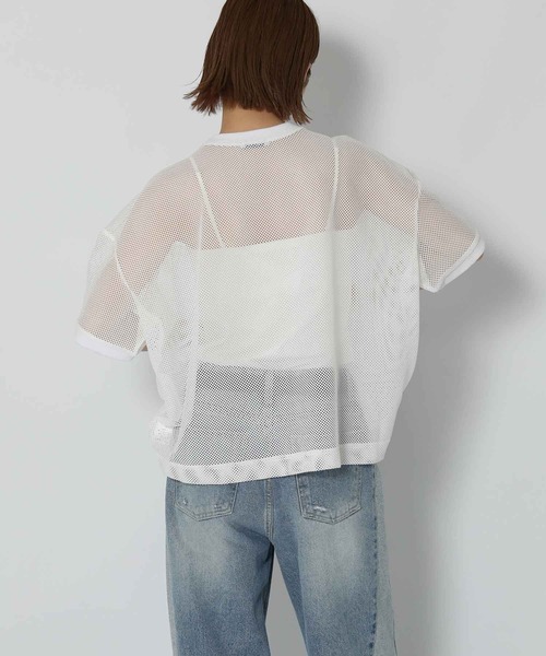 Gready Brilliant(グレディブリリアン)の「ワイドメッシュロゴTシャツ(Tシャツ/カットソー・レディース・ブラック/オフホワイト/ブルー・FREE)」の9枚目の写真
