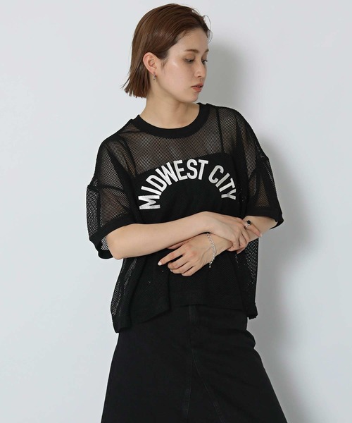 Gready Brilliant(グレディブリリアン)の「ワイドメッシュロゴTシャツ(Tシャツ/カットソー・レディース・ブラック/オフホワイト/ブルー・FREE)」の13枚目の写真