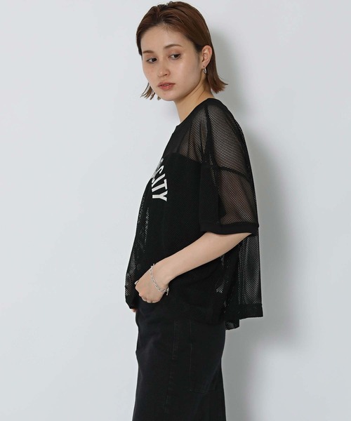 Gready Brilliant(グレディブリリアン)の「ワイドメッシュロゴTシャツ(Tシャツ/カットソー・レディース・ブラック/オフホワイト/ブルー・FREE)」の14枚目の写真