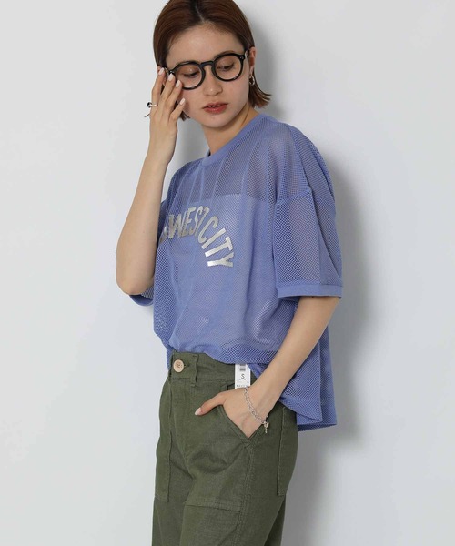 Gready Brilliant(グレディブリリアン)の「ワイドメッシュロゴTシャツ(Tシャツ/カットソー・レディース・ブラック/オフホワイト/ブルー・FREE)」の21枚目の写真