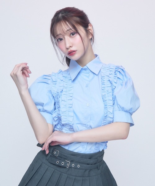 TITTY&CO.(ティティーアンドコー)の「ロマンティックフリルブラウス(シャツ/ブラウス・レディース・ブルー/ブラック/ホワイト・FREE)」の21枚目の写真