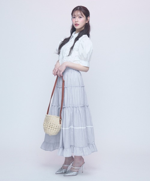 TITTY&CO.(ティティーアンドコー)の「ロマンティックフリルブラウス(シャツ/ブラウス・レディース・ブルー/ブラック/ホワイト・FREE)」の12枚目の写真