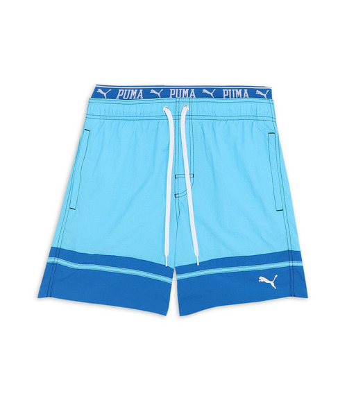 PUMA(プーマ)の「PUMA プーマ メンズ プーマ カラーブロック ミッド スイム パンツ(水着・メンズ・ブルー系その他4/ブラック・LARGE/MEDIUM/SMALL)」の1枚目の写真