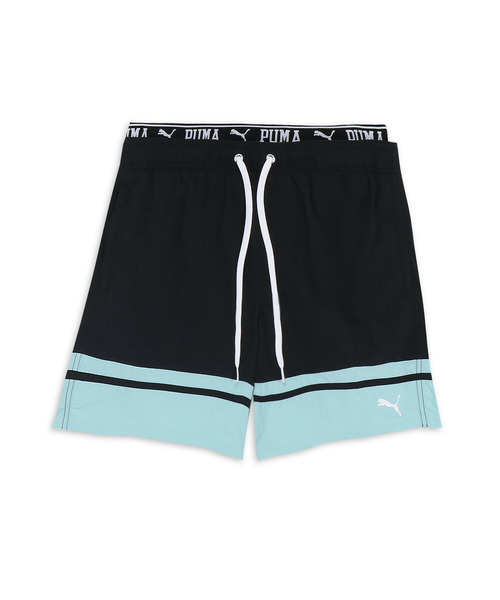 PUMA(プーマ)の「PUMA プーマ メンズ プーマ カラーブロック ミッド スイム パンツ(水着・メンズ・ブルー系その他4/ブラック・LARGE/MEDIUM/SMALL)」の2枚目の写真