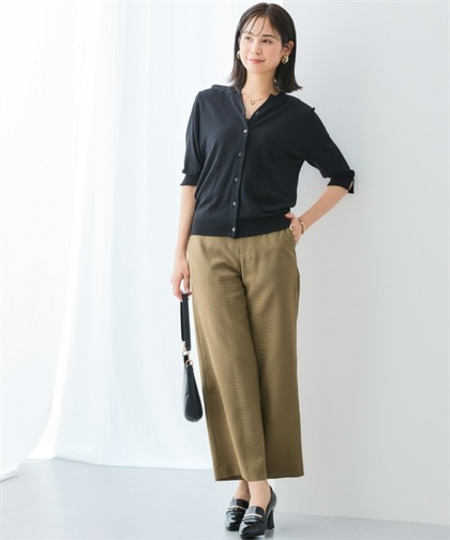 7days Life Styling（セブンデイズライフスタイリング）の「スキッパーネック綿混ニットカーディガン（接触冷感・毛玉になりにくい・UVカット）（ニット/セーター・レディース・ブルー/杢グレー/ブラック・S/M/L/LL）」の6枚目の写真