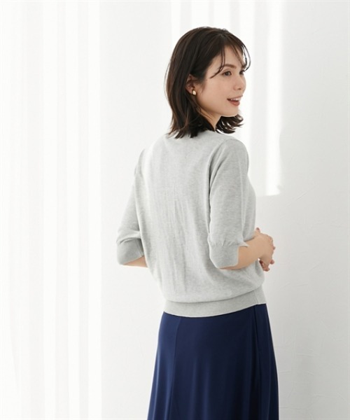 7days Life Styling（セブンデイズライフスタイリング）の「スキッパーネック綿混ニットカーディガン（接触冷感・毛玉になりにくい・UVカット）（ニット/セーター・レディース・ブルー/杢グレー/ブラック・S/M/L/LL）」の10枚目の写真