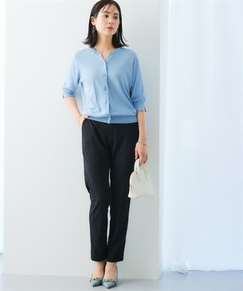 7days Life Styling（セブンデイズライフスタイリング）の「スキッパーネック綿混ニットカーディガン（接触冷感・毛玉になりにくい・UVカット）（ニット/セーター・レディース・ブルー/杢グレー/ブラック・S/M/L/LL）」の13枚目の写真