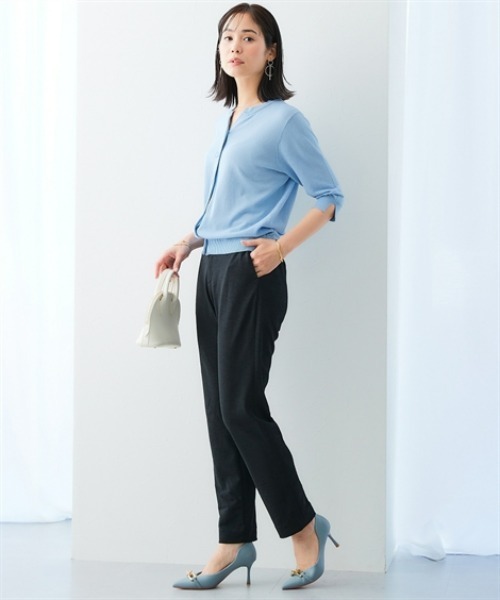 7days Life Styling（セブンデイズライフスタイリング）の「スキッパーネック綿混ニットカーディガン（接触冷感・毛玉になりにくい・UVカット）（ニット/セーター・レディース・ブルー/杢グレー/ブラック・S/M/L/LL）」の14枚目の写真