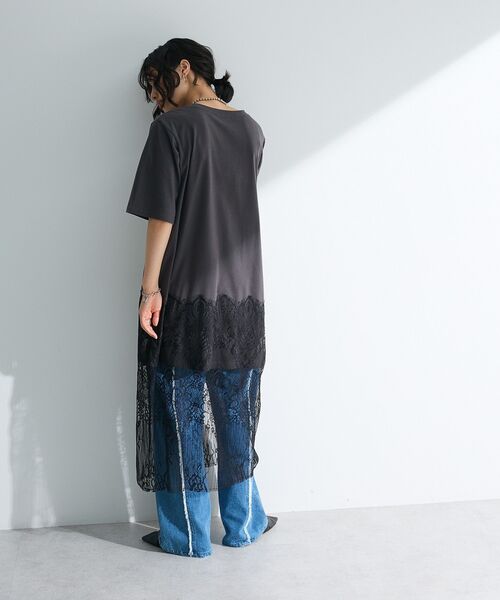 Green　Parks（グリーンパークス）の「裾レースドッキングカットロゴチュニック（チュニック・レディース・チャコールグレー/オフホワイト/カーキ・FREE）」の8枚目の写真