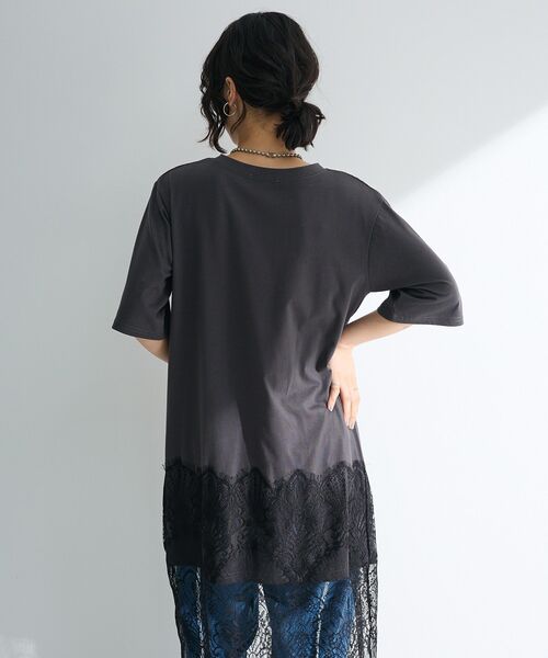 Green　Parks（グリーンパークス）の「裾レースドッキングカットロゴチュニック（チュニック・レディース・チャコールグレー/オフホワイト/カーキ・FREE）」の12枚目の写真