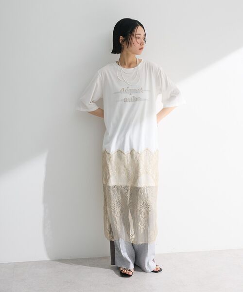 Green　Parks（グリーンパークス）の「裾レースドッキングカットロゴチュニック（チュニック・レディース・チャコールグレー/オフホワイト/カーキ・FREE）」の19枚目の写真