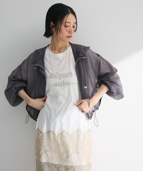 Green　Parks（グリーンパークス）の「裾レースドッキングカットロゴチュニック（チュニック・レディース・チャコールグレー/オフホワイト/カーキ・FREE）」の21枚目の写真