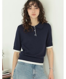 [2025 SUMMER COLLECTION][涼感]配色レイヤード風ポロニットシャツ