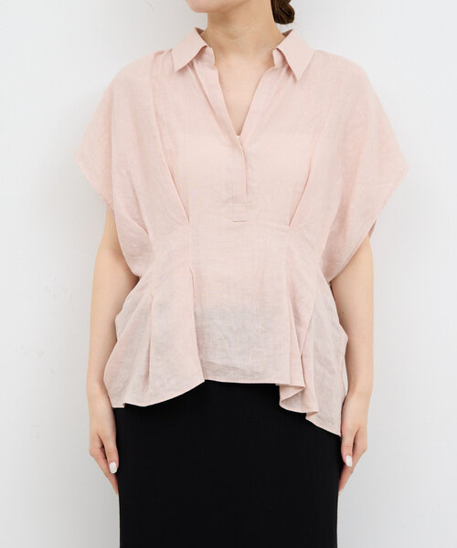 GALLARDAGALANTE（ガリャルダガランテ）の「【1枚で完成！】ハーフスリーブウエストシェイプシャツ（シャツ/ブラウス・レディース・ホワイト/ブラック/ピンク・FREE）」の14枚目の写真