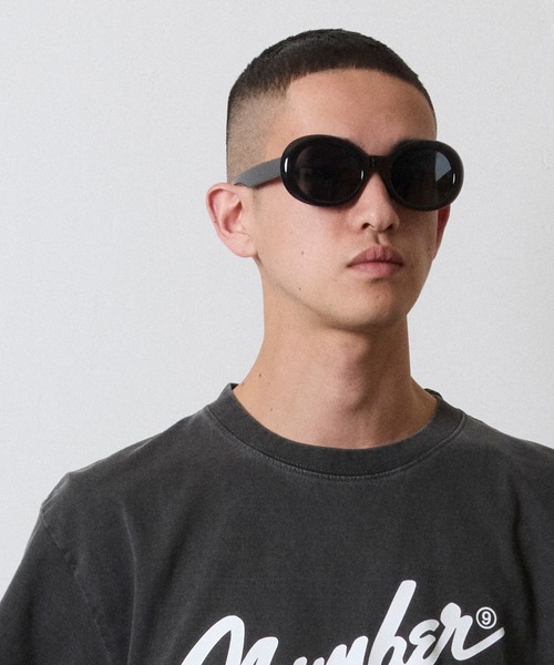 新品 NUMBER NINE ビッグフレームサングラス ブラック 黒 BIG FRAME SUNGLASSES / ビッグ ラウンド フレーム サングラス - UV