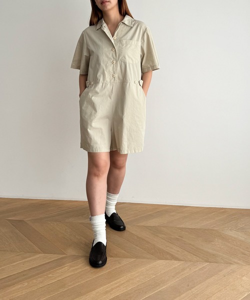 CANAL JEAN（キャナルジーン）の「El mar　半袖ミニジャンプスーツ（つなぎ/オールインワン・レディース・チャコールグレー/ベージュ・ONE SIZE）」の9枚目の写真