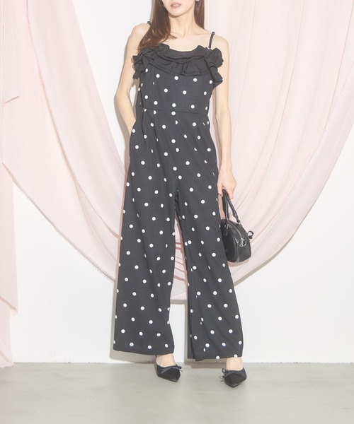 tocco closet(トッコ クローゼット)の「【ZOZO限定】アソートカットジョーゼットフリルオールインワン(つなぎ/オールインワン・レディース・ドット/チェック・M)」の3枚目の写真