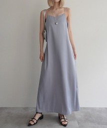 グレー サテンキャミワンピース トーナル TONAL サテンコードキャミワンピース （グレー