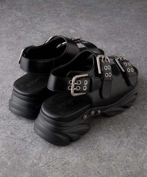 VELNUS(ベルナス)の「【VELNUS】 Double Eyelet Design High Sole Sandals/ダブルハトメデザイン ハイソールサンダル(サンダル・メンズ・ブラック・44/42/40)」の6枚目の写真