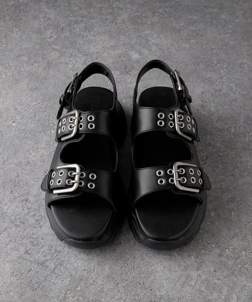 VELNUS(ベルナス)の「【VELNUS】 Double Eyelet Design High Sole Sandals/ダブルハトメデザイン ハイソールサンダル(サンダル・メンズ・ブラック・44/42/40)」の7枚目の写真