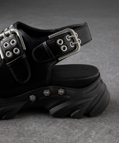 VELNUS(ベルナス)の「【VELNUS】 Double Eyelet Design High Sole Sandals/ダブルハトメデザイン ハイソールサンダル(サンダル・メンズ・ブラック・44/42/40)」の15枚目の写真