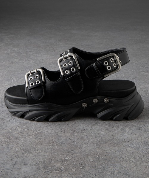 VELNUS(ベルナス)の「【VELNUS】 Double Eyelet Design High Sole Sandals/ダブルハトメデザイン ハイソールサンダル(サンダル・メンズ・ブラック・44/42/40)」の11枚目の写真