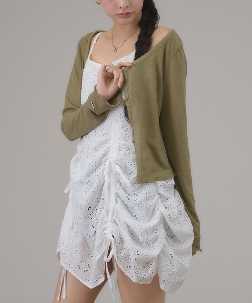 apres jour mignon(アプレジュールミニョン)の「コットンレースドロストキャミワンピース(チュニック・レディース・ブラック/オフホワイト・フリー/X-LARGE)」の12枚目の写真