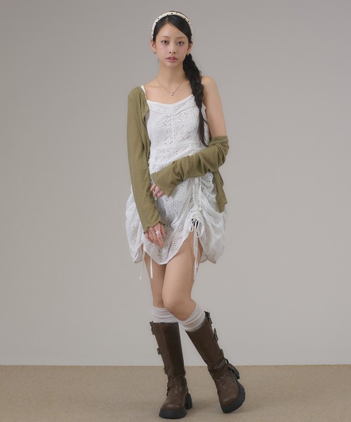 apres jour mignon(アプレジュールミニョン)の「コットンレースドロストキャミワンピース(チュニック・レディース・ブラック/オフホワイト・フリー/X-LARGE)」の22枚目の写真