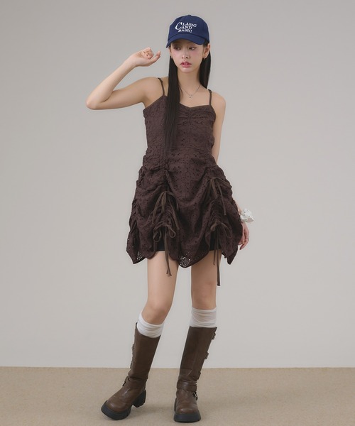 apres jour mignon(アプレジュールミニョン)の「コットンレースドロストキャミワンピース(チュニック・レディース・ブラック/オフホワイト・フリー/X-LARGE)」の15枚目の写真