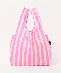 新品未開封　エコバッグ　折りたたみ　かわいいストライプ♡ エコバッグ ベビーサイズ ホワイト×ネイビー ストライプ柄【7月