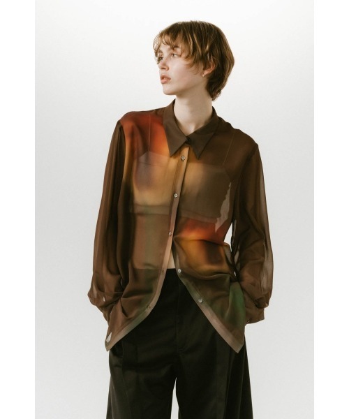 Knuth Marf フラワープリントシアーシャツ ブルー Knuth Marf - flower print sheer shirt / フラワープリント