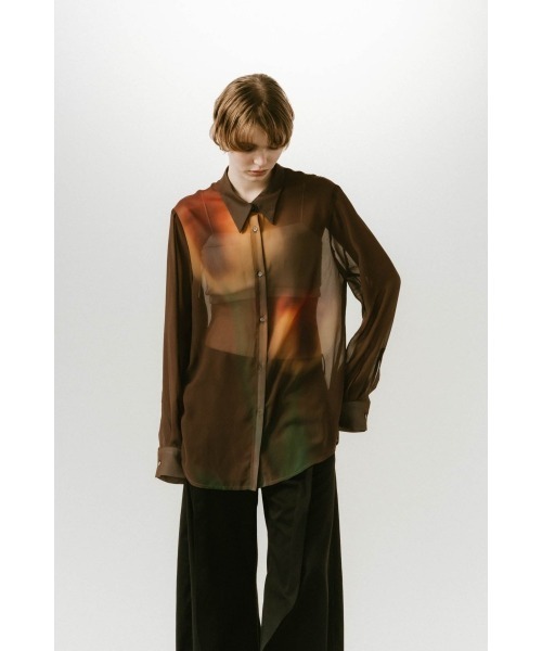 Knuth Marf（クヌースマーフ）の「flower print sheer shirt (unisex)（シャツ/ブラウス・レディース・ブラウン/イエロー/ブルー・SMALL/MEDIUM）」の16枚目の写真