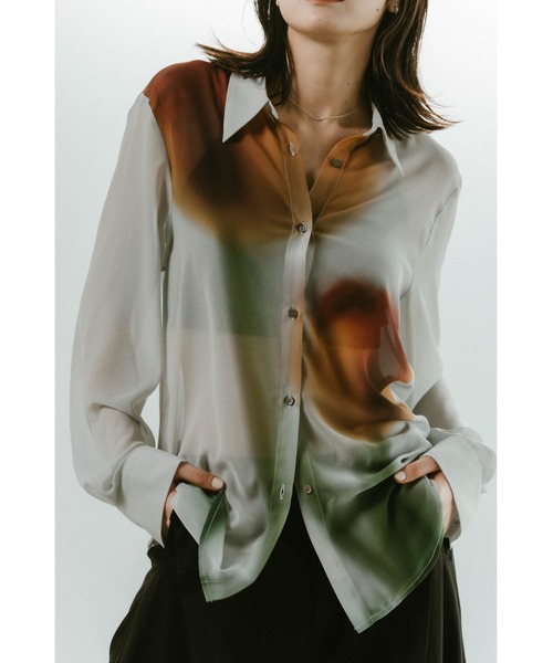 flower print sheer shirt (unisex)（シャツ/ブラウス）｜Knuth Marf