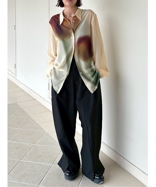 【Knuth Marf】 flower print sheer shirt Knuth Marf - flower print sheer shirt / フラワープリント