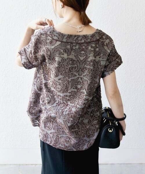 SHIPS any: ♡メッシュ ジャカード カフタン スキッパー ブラウス シップス エニィ SHIPS any SHIPS any:〈手洗い可能〉メッシュ