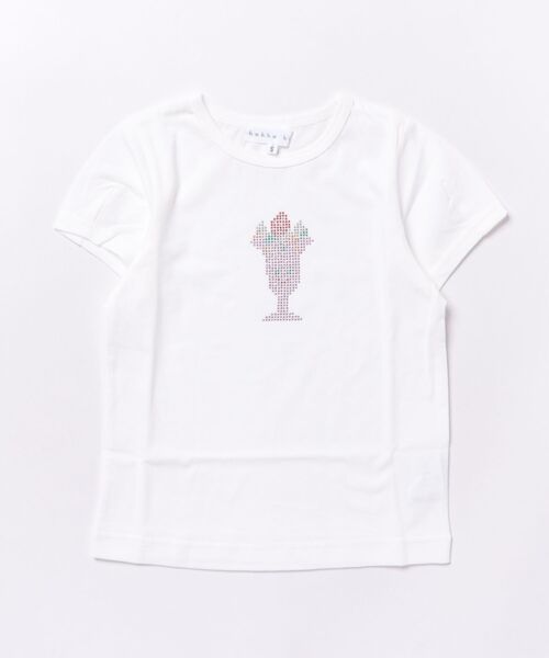 HAKKA KIDS（ハッカキッズ）の「シャーベットカラーラインストーン＆プリント接触冷感Tシャツ（Tシャツ/カットソー・キッズ・ライトブルー/イエロー/パープル/ホワイト/ピンク・S/M）」の2枚目の写真
