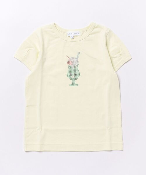 HAKKA KIDS（ハッカキッズ）の「シャーベットカラーラインストーン＆プリント接触冷感Tシャツ（Tシャツ/カットソー・キッズ・ライトブルー/イエロー/パープル/ホワイト/ピンク・S/M）」の4枚目の写真