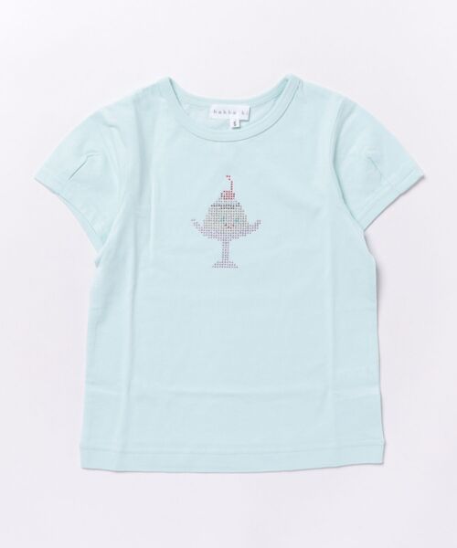 HAKKA KIDS（ハッカキッズ）の「シャーベットカラーラインストーン＆プリント接触冷感Tシャツ（Tシャツ/カットソー・キッズ・ライトブルー/イエロー/パープル/ホワイト/ピンク・S/M）」の3枚目の写真