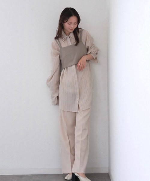 Reurie'（レウリィ）の「ダブルストラップビスチェ/double strap bustier　ベージュ　ブラック　カジュアル　きれいめ　レイヤード　クロップド丈（その他トップス・レディース・ブラック/ベージュ・FREE）」の3枚目の写真