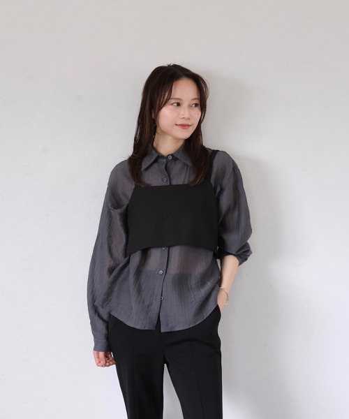 Reurie'（レウリィ）の「ダブルストラップビスチェ/double strap bustier　ベージュ　ブラック　カジュアル　きれいめ　レイヤード　クロップド丈（その他トップス・レディース・ブラック/ベージュ・FREE）」の5枚目の写真