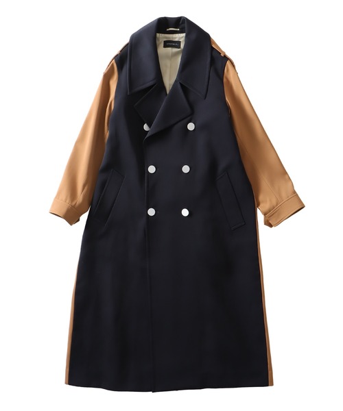 STUMBLY(スタンブリー)の「STUMBLY / Color Blocking Officer Trench Coat(カラーブロッキングオフィサートレンチコート 535-3252908)(トレンチコート・レディース・ネイビー/グリーン・36)」の2枚目の写真