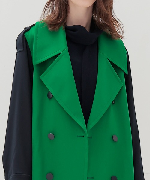 STUMBLY(スタンブリー)の「STUMBLY / Color Blocking Officer Trench Coat(カラーブロッキングオフィサートレンチコート 535-3252908)(トレンチコート・レディース・ネイビー/グリーン・36)」の6枚目の写真