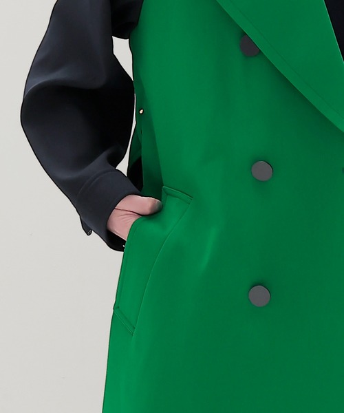 STUMBLY(スタンブリー)の「STUMBLY / Color Blocking Officer Trench Coat(カラーブロッキングオフィサートレンチコート 535-3252908)(トレンチコート・レディース・ネイビー/グリーン・36)」の7枚目の写真
