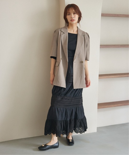 mysty woman（ミスティウーマン）の「前後2WAYテレコパワショルプルオーバー 577439（Tシャツ/カットソー・レディース・ブラウン/ブラック/オフホワイト・FREE）」の6枚目の写真