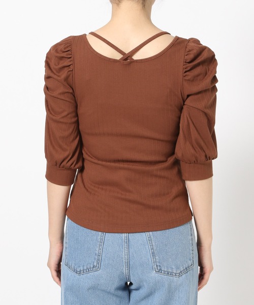 mysty woman（ミスティウーマン）の「前後2WAYテレコパワショルプルオーバー 577439（Tシャツ/カットソー・レディース・ブラウン/ブラック/オフホワイト・FREE）」の13枚目の写真