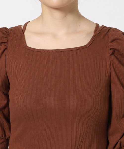 mysty woman（ミスティウーマン）の「前後2WAYテレコパワショルプルオーバー 577439（Tシャツ/カットソー・レディース・ブラウン/ブラック/オフホワイト・FREE）」の15枚目の写真